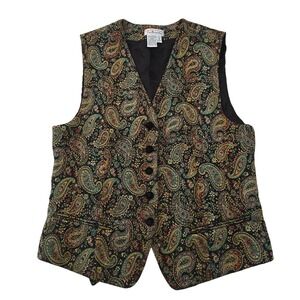 Talbots Paisley Brocade Tapestry Vest Womens Size 8 with Tie in Back Vintage